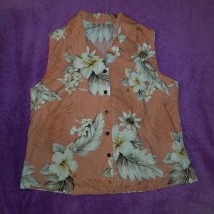 Peachy Floral Sleeveless Blouse